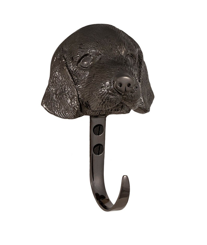 Solid brass dog leash holder for wall, dog hook, dog leash hook, dog leash holder- BEAGLE DOG decor Black Nickel