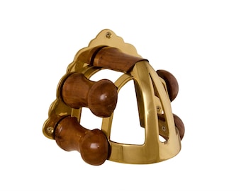 Vintage Solid Brass and Wood Bridle Bracket