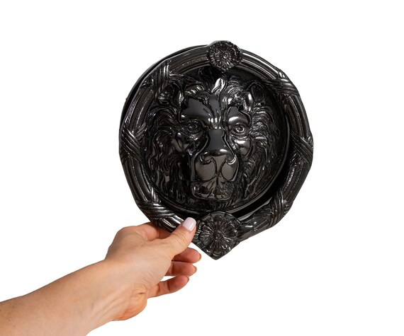 Large Vintage Antique Solid Brass Ornate Lions Head Door Knocker