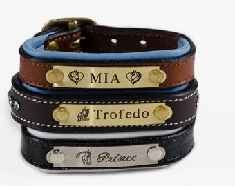 Padded Leather Bracelet with Personalized Nameplate