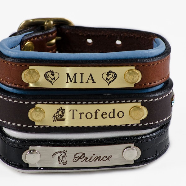 Padded Leather Bracelet with Personalized Nameplate