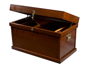 Classic Large Mahogany Stained Wood Tack Trunk