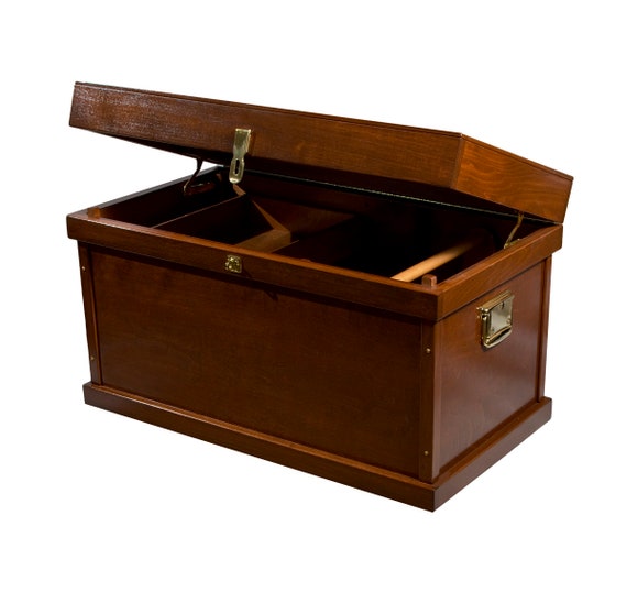 Classic Large Mahogany Stained Wood Tack Trunk -  Canada