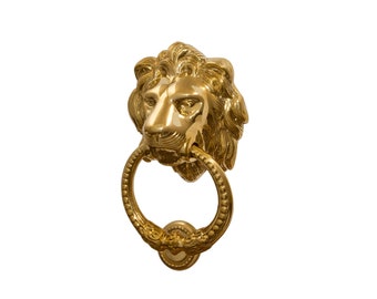 Vintage Solid Brass Lion Head Door Knocker