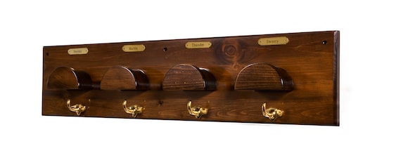 Wood and Brass Bridle Rack- Holds from 1 to Eight