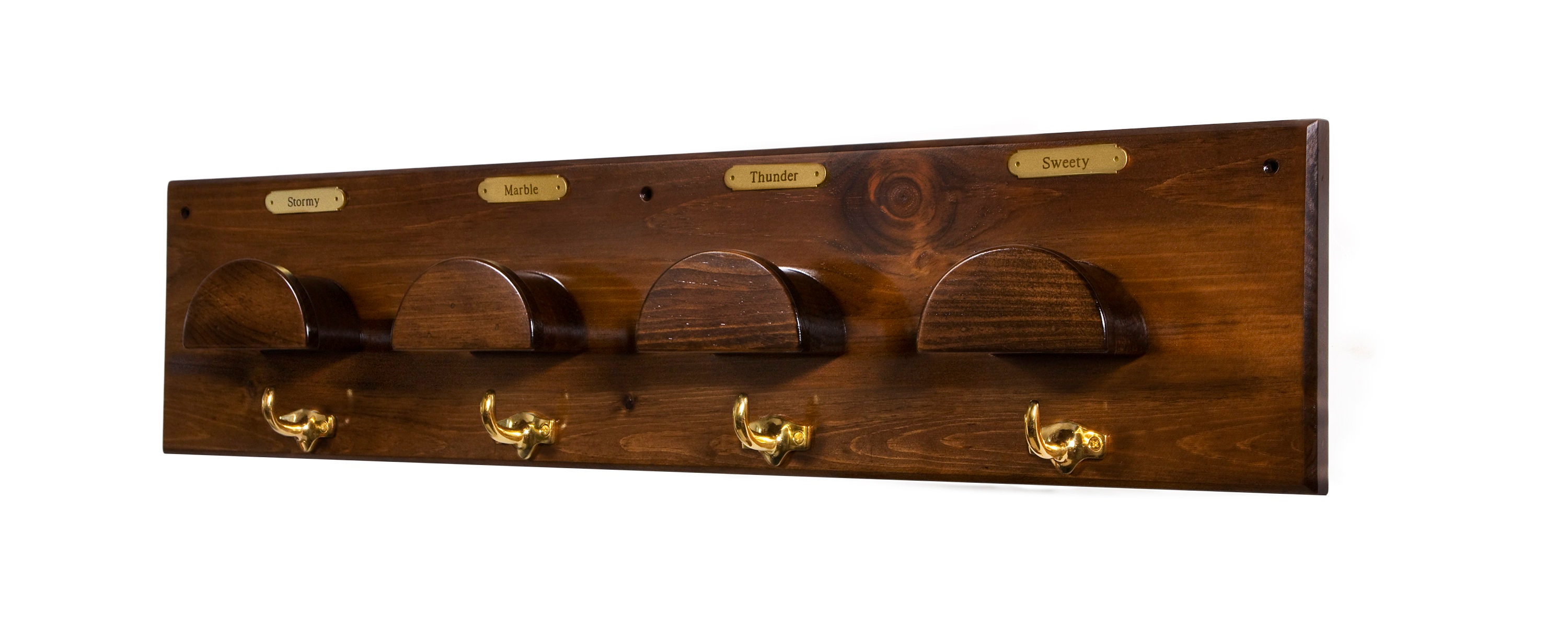 Wood and Brass Bridle Rack- Holds from 1 to Eight