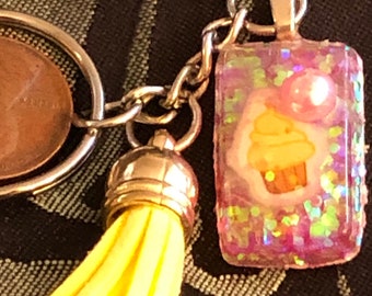 Kawaii yellow cupcake resin keychain