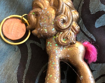 Mlp pinkie pie gold leaf toy keychain