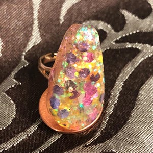 Party glitter adjustable ring