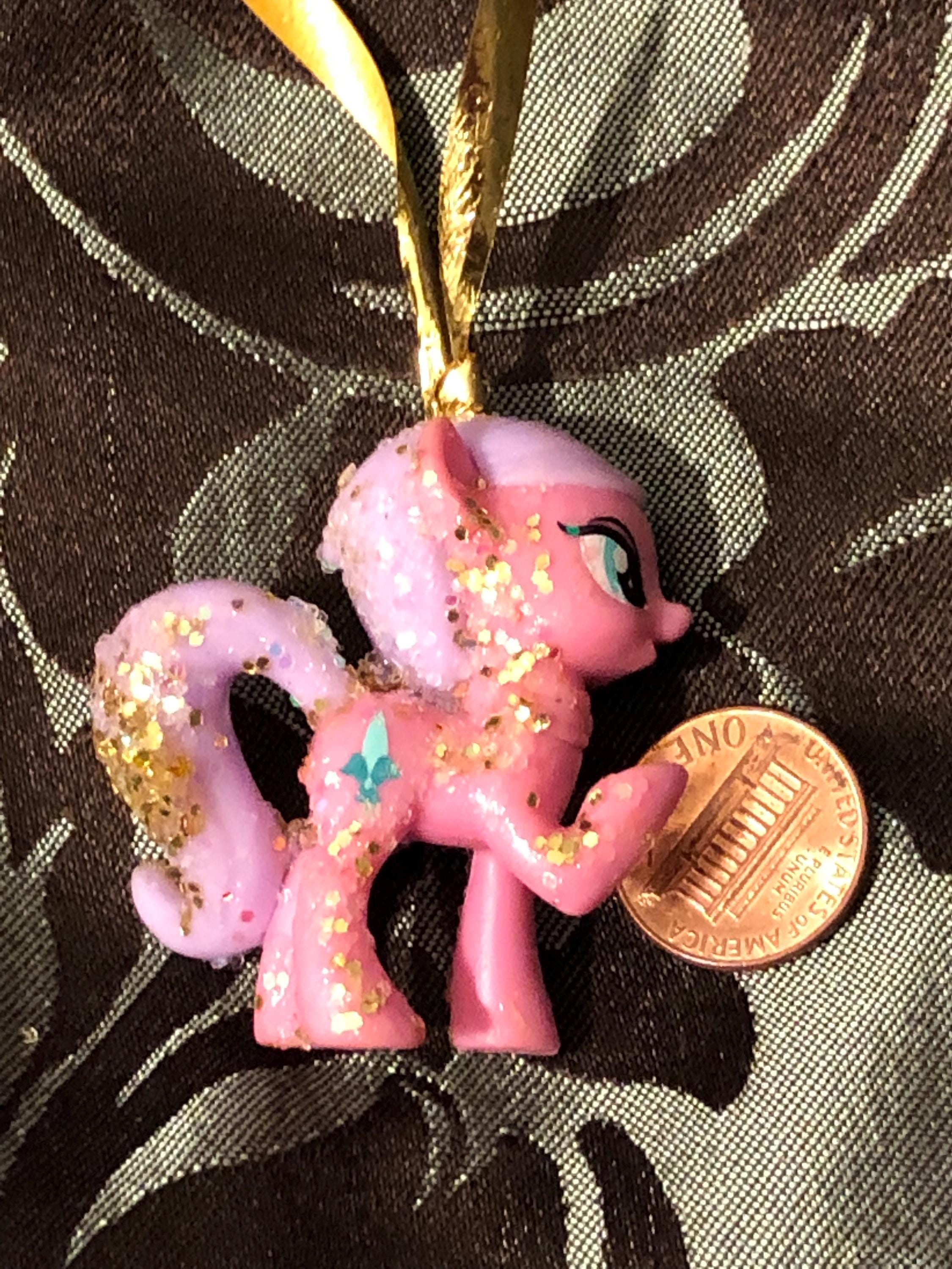 Pink and purple Mlp gold toy ornament with glitter