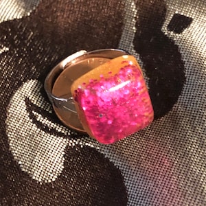 Pink and orange resin ring