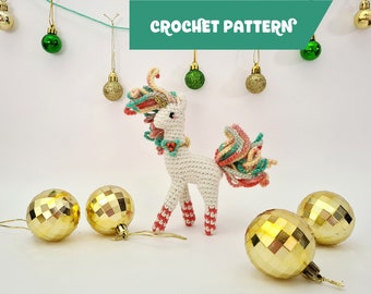 Candycane the Christmas Unicorn | small amigurumi pony/horse crochet pattern