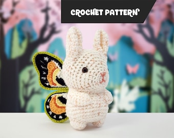 Butterbun | amigurumi bunny pattern with applique butterfly wings - NO LOOSE ENDS