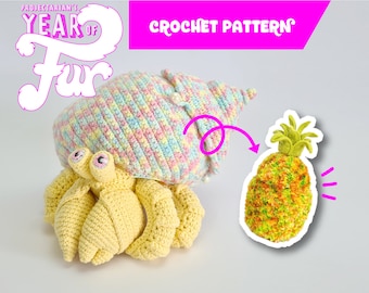 Neptune the Pineapple Crab | reversible amigurumi crochet pattern