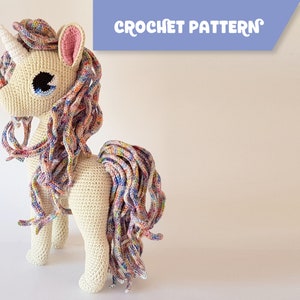 Comet the Unicorn deluxe amigurumi horse/pony EASY TO FOLLOW crochet pattern image 1