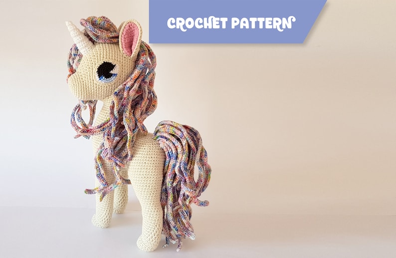 Comet the Unicorn deluxe amigurumi horse/pony EASY TO FOLLOW crochet pattern image 1