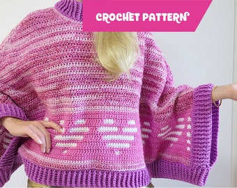 Cosmic Crush: Poncho-Sweater | Barbie-inspired crochet garment pattern