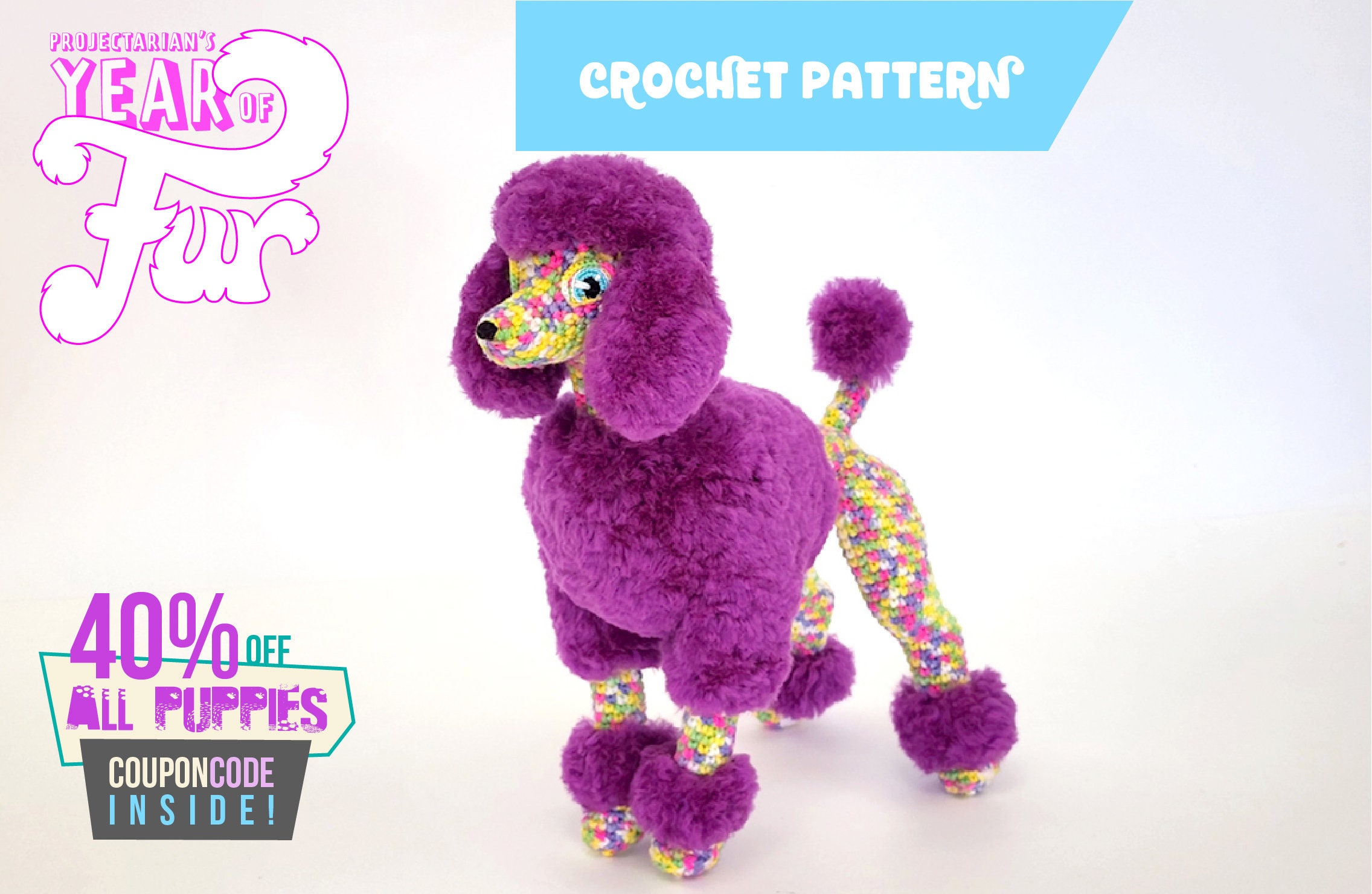 36 Poodle Crochet Patterns to Stitch Adorable Dogs, Toys, and Textured Amigurumi 33 Sequin the Poodle amigurumi pattern with fur