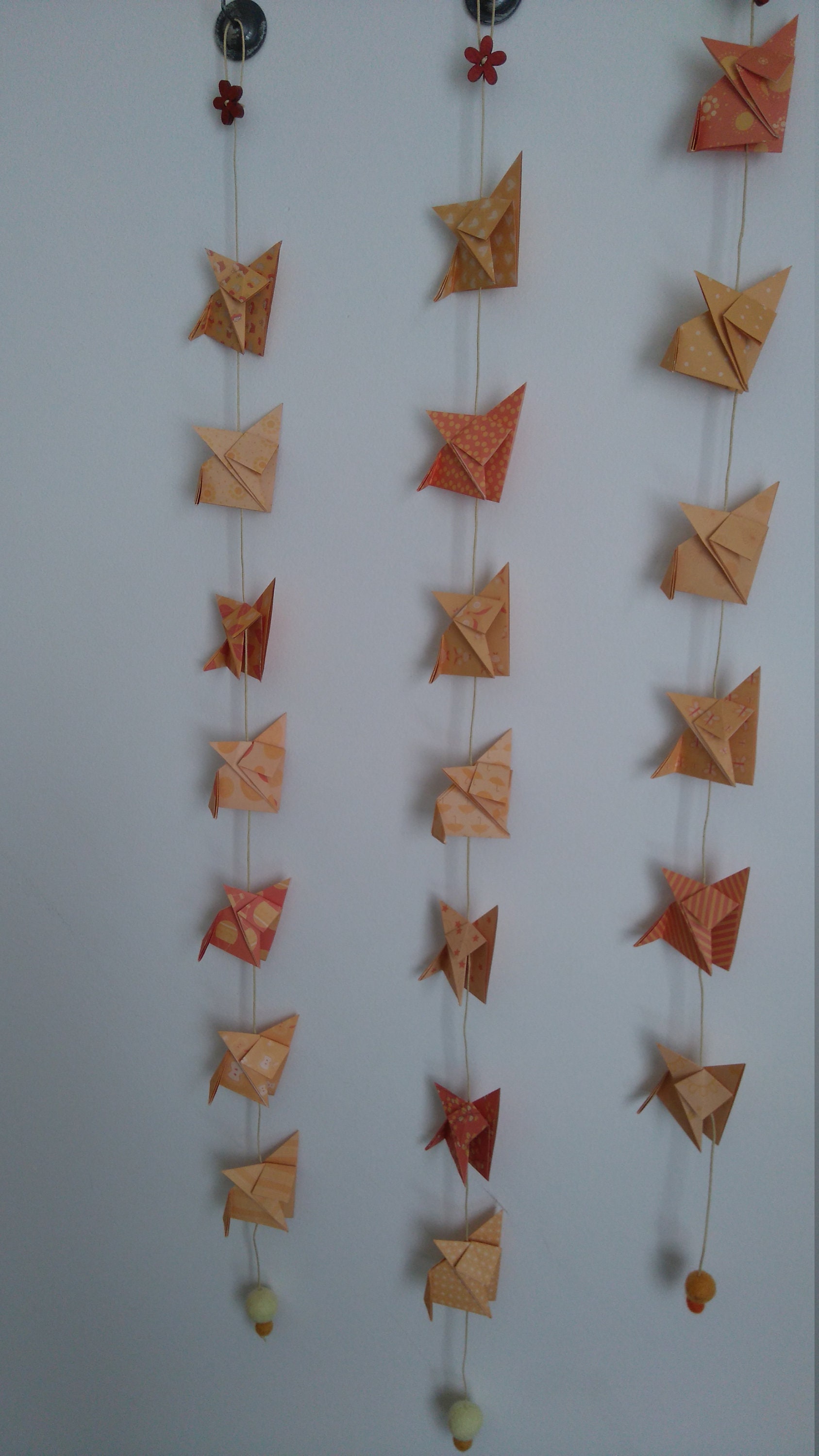 Guirlandes Renards Origami Dans Les Tons Orangers/ Orange Foxes Garland/ Fox