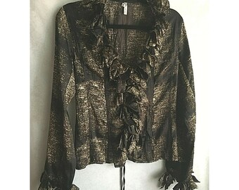 lace zip front blouse