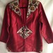 Thai Silk Blazer Jacket Bust 42" 100% Silk Hand Work Weave Burgundy Wine Evening