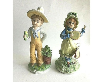 Vintage BRINNCO- GIRL & BOY Figurines Handcrafted Porcelain Made in Taiwan CR1