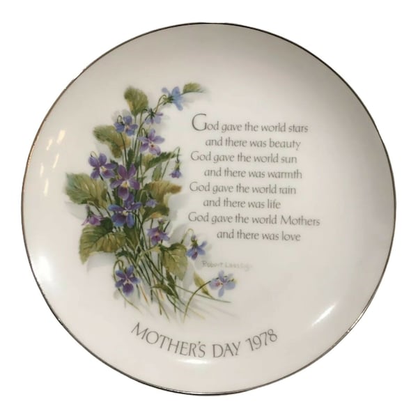 Rare Vintage Robert Laessig Mother Day 1978 Plate 8”, Commemorative Memory Porcelain, Decorative, Collector, Collectible, Gift for Mom