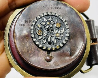 1978 Beth Frank Leather Belt Big Buckle Size 32 Retro Metal  display picture 1