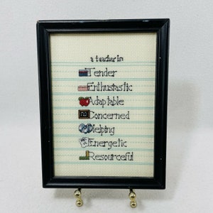 Vintage Timbermill Frame Shop Louisiana Needlepoint Teacher Appreciation Plaque Sign 6x8 Craft Art Handicraft Embroidery Customs Wall Hanger