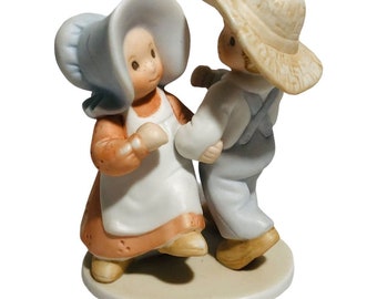 Vintage Circle of Friends Figurine 4&quot; Masterpiece Bible Psalm 30:11 Happy Woman Man Country Western Couple Dance Dancer Happiness Love