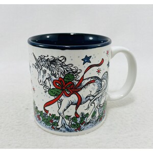 Vintage Potpourri Unicorn Christmas Mug Wreath Mistletoe Fantasy Horse Japan Seasonal Holiday Drinkware Serveware Restaurant Collectible