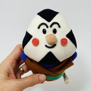 Vintage Sega Toys Yanase Anpanman Japanese Rice Ball Bun Man Plush Hangtag Doll Anime Manga Animation Cartoon Comic Character Food 1990