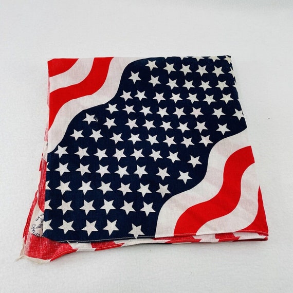 Vintage American Flag Scarf 21” Handkerchief Hank… - image 2