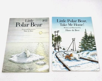 Vintage Rare Hans de Beer The Little Polar Bear Take Me Home Book Set Lot of 2 Children Illustration Picture Bedtime Storytime Kid Reader