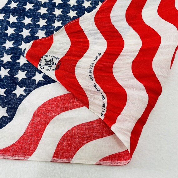 Vintage American Flag Scarf 21” Handkerchief Hank… - image 5