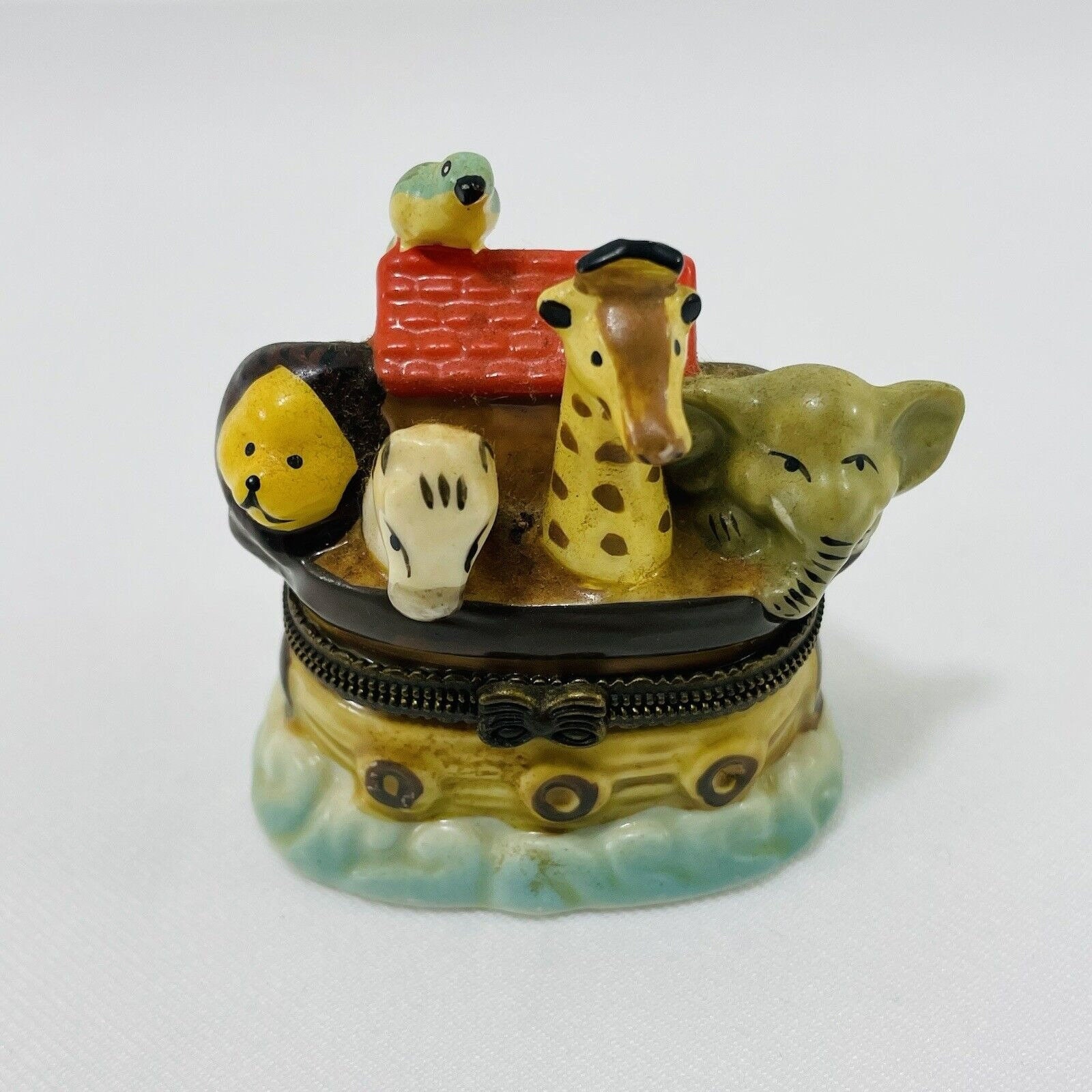 Noah Ark Boat Animal Trinket Box Christmas Figure Hinge Storage