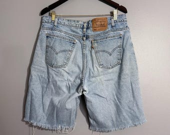 Vintage Levis 560 Jean Shorts Men W36 Loose Tapered Modified Cutoff Retro USA