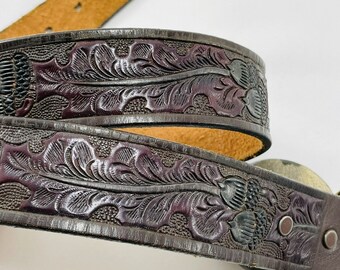 Beth Frank Tooled Black Leather Belt with round filigree ornate buckle 1/400 beth frank Belts for Women on Sale up to 90% Off: Poshmark main image 3