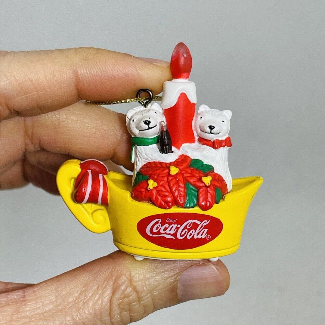Vintage 2001 Coca Cola Christmas Ornament White Polar Bear Etsy
