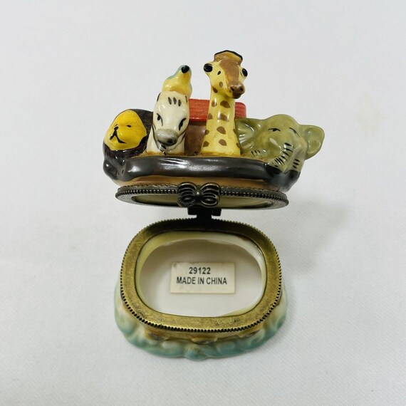 Noah Ark Boat Animal Trinket Box Christmas Figure Hinge Storage
