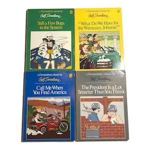 1970s Vintage Doonesbury Classic book by GB Trudeau Box Set Paperback Comic Strip Album collector collection memorabilia funny humor jokes