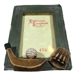 Vintage 1998 SS Sarna Americana Scrapbook Picture Photo Frame 4x6 3D Ornate Golf Club Stick Golfer Player Sports handcrafted Handpaint