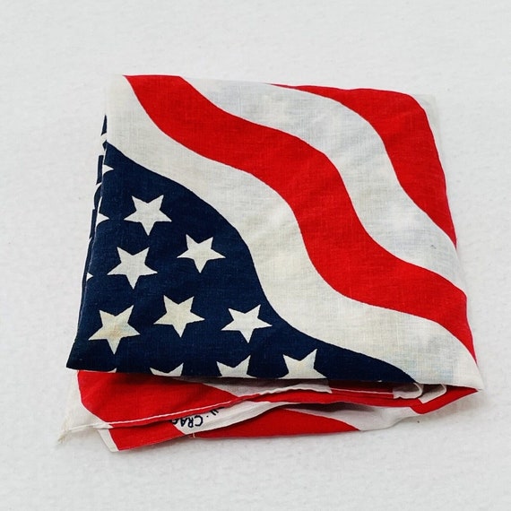 Vintage American Flag Scarf 21” Handkerchief Hank… - image 3
