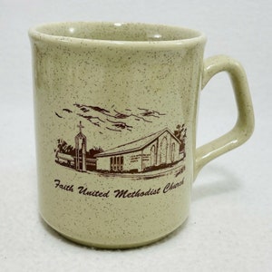 Rare Vintage Mug, Faith United Methodist Church, 10th Anniversary Celebration Souvenir Memorabilia Memory, West Monroe Louisiana, Christian