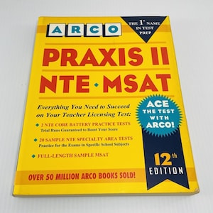 Arco Praxis II Nte Msat Licença de professor Guia de prática de teste de licenciamento Livro Diretrizes de estudo Amostra de avaliação para iniciantes Educação
