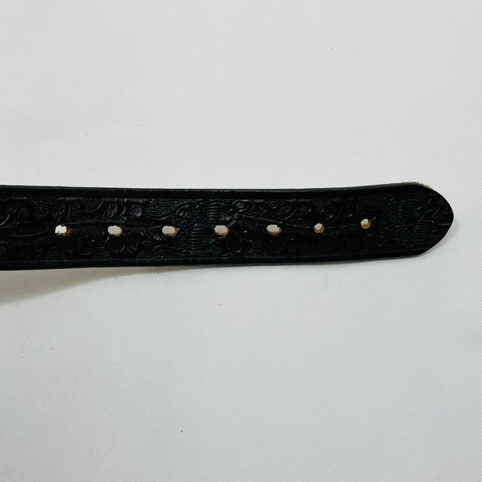 1978 Beth Frank Leather Belt Big Buckle Size 32 Retro Metal 