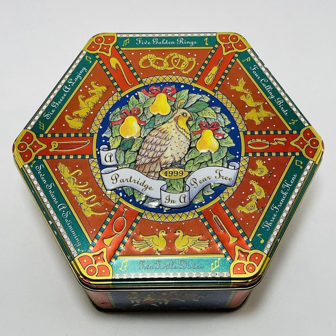 Limited Vintage Milky Way 12 Days Christmas Song Canister Tin Box