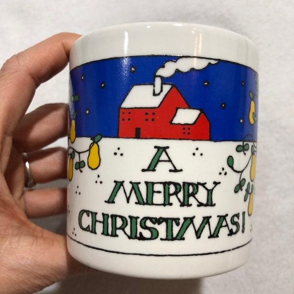 Vintage FPC Ceramic Merry Christmas Mug with Handle, Made in England, Collectible Drinkware Gift Present, Seasonal Home Decoration, European