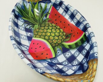 Bol à fruits Ullman conteneur pièce maîtresse bateau été pastèque ananas grande grande XL décoration de table de rangement tropical rond ovale fabriqué aux États-Unis