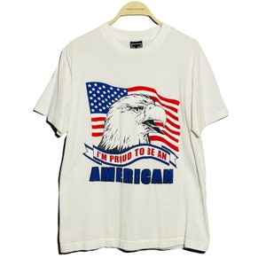 Vintage Fender TShirt Men Size M USA Proud American Eagle Flag Patriot Single Stitch America Memorabilia History Patriotic Veteran